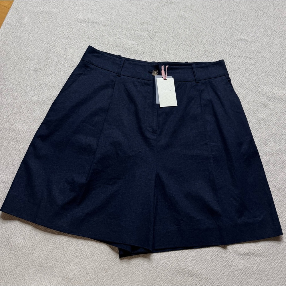 NEW Alex Marie Linen Blend Navy Blue Bermuda Shorts 16 w/pockets - Picture 2 of 7
